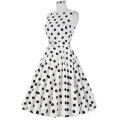 Belle Poque Stock Sans manches 37 Patterns Coton Big Black Dot White Vintage Dress 50s BP000002-36